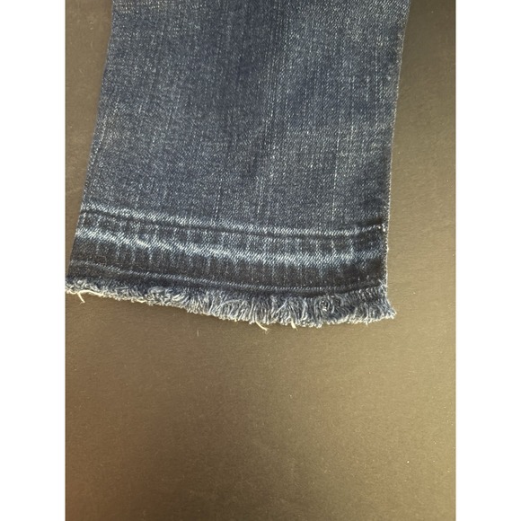 7 FOR ALL MANKIND The Ankle Skinny Jeans Raw Hem‎  Size 27x 32L Dark Wash - Picture 7 of 10